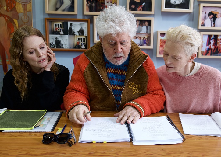 Julianne Moore, Pedro Almodóvar y Tilda Swinton