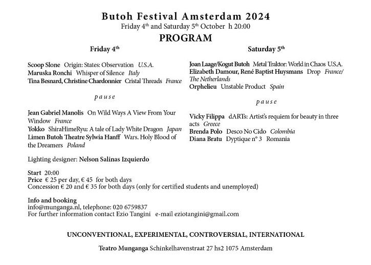 Programa del Butoh Festival 2024